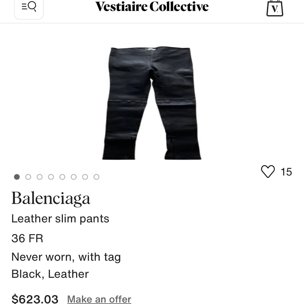 Balenciaga
Leather slim pants NWT